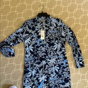 Lilly Pulitzer Blue and White Botanical Dress